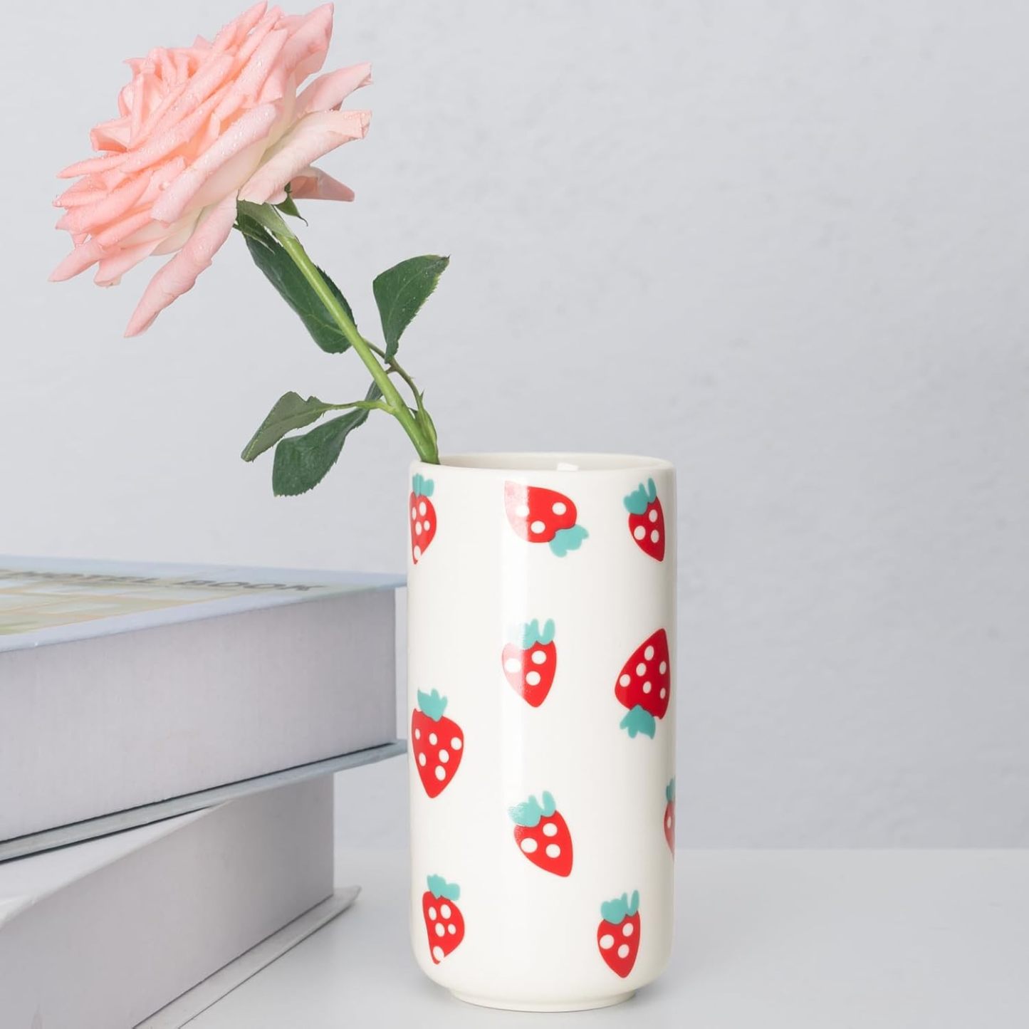 Strawberry Ceramic Vase - Whimsical Floral Centerpiece-MOUGIGI