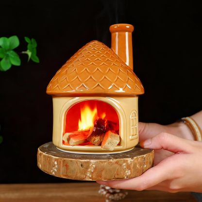 Yellow House Ceramic Palo Santo Burner - Mini Chiminea Incense Holder-MOUGIGI