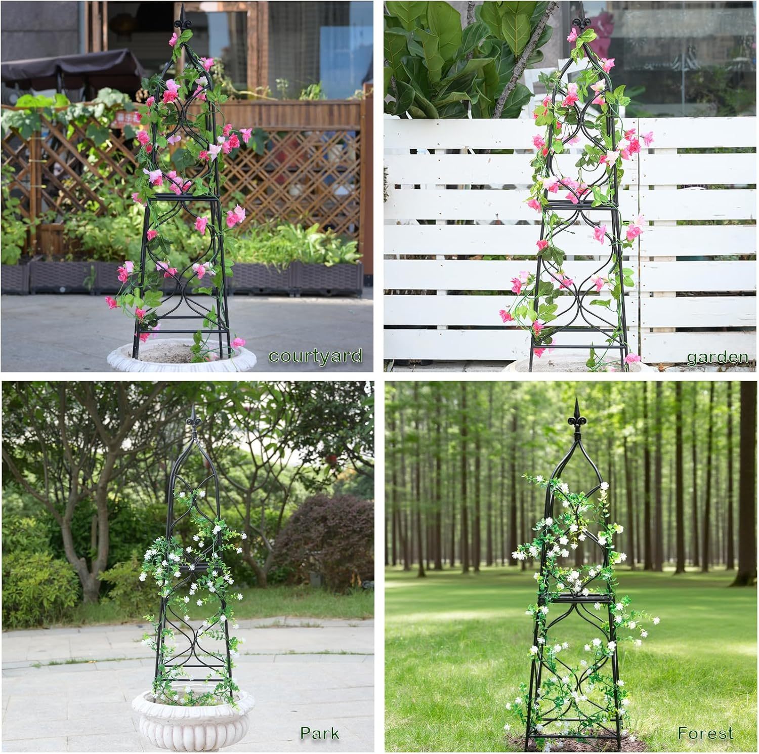 39x10.21in Metal Obelisk Trellis for Climbing Plants-MOUGIGI