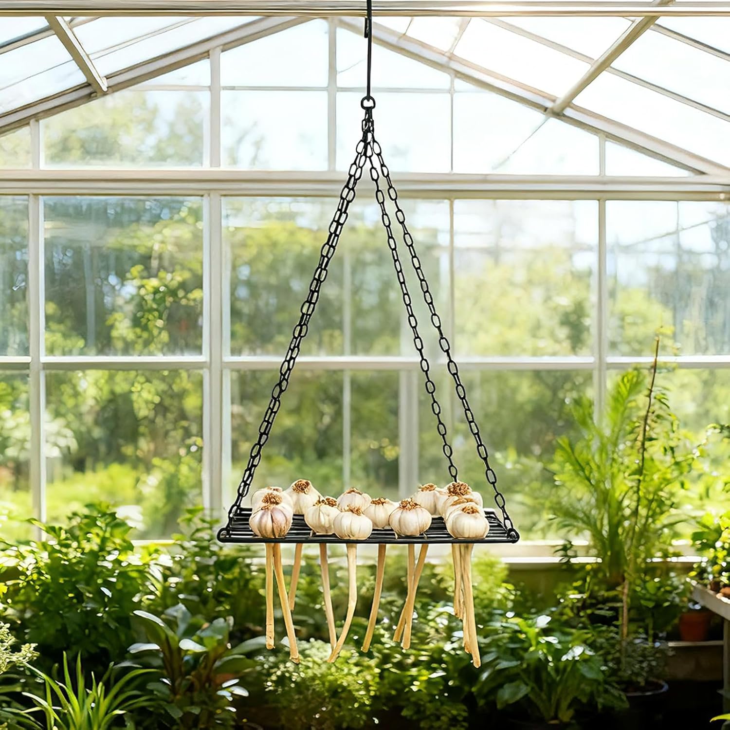 Hanging Mesh Garlic and Herb Drying Rack -MOUGIGI