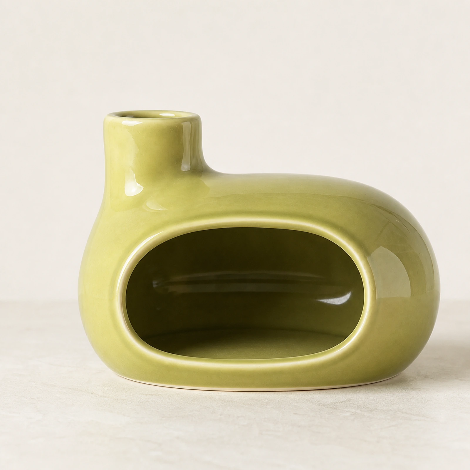 Emerald green Classic Ceramic Palo Santo & Sage Burner, clean front view showing the ceramic chamber and top vent.