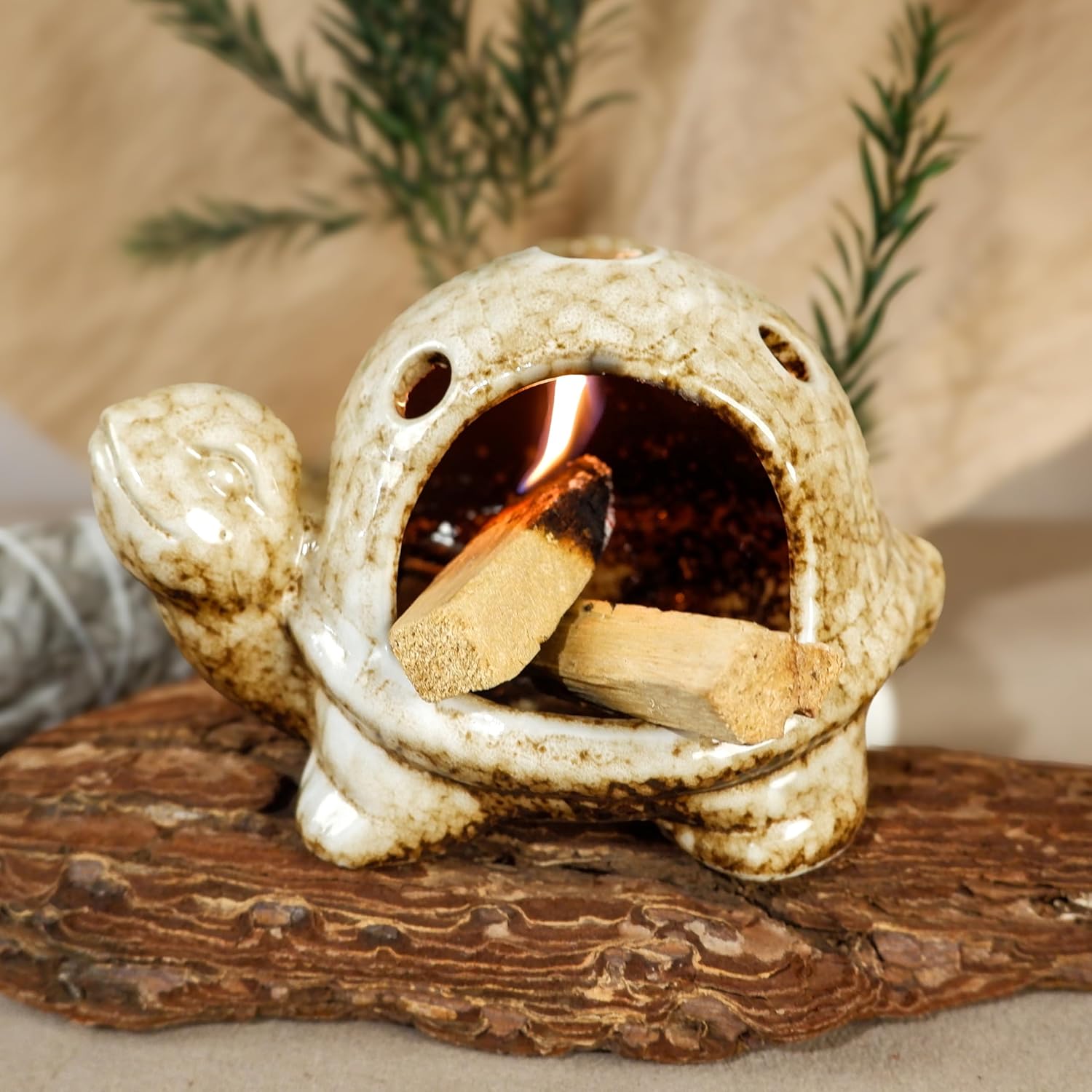 Turtle Palo Santo Burner - Handcrafted Ceramic Incense Holder