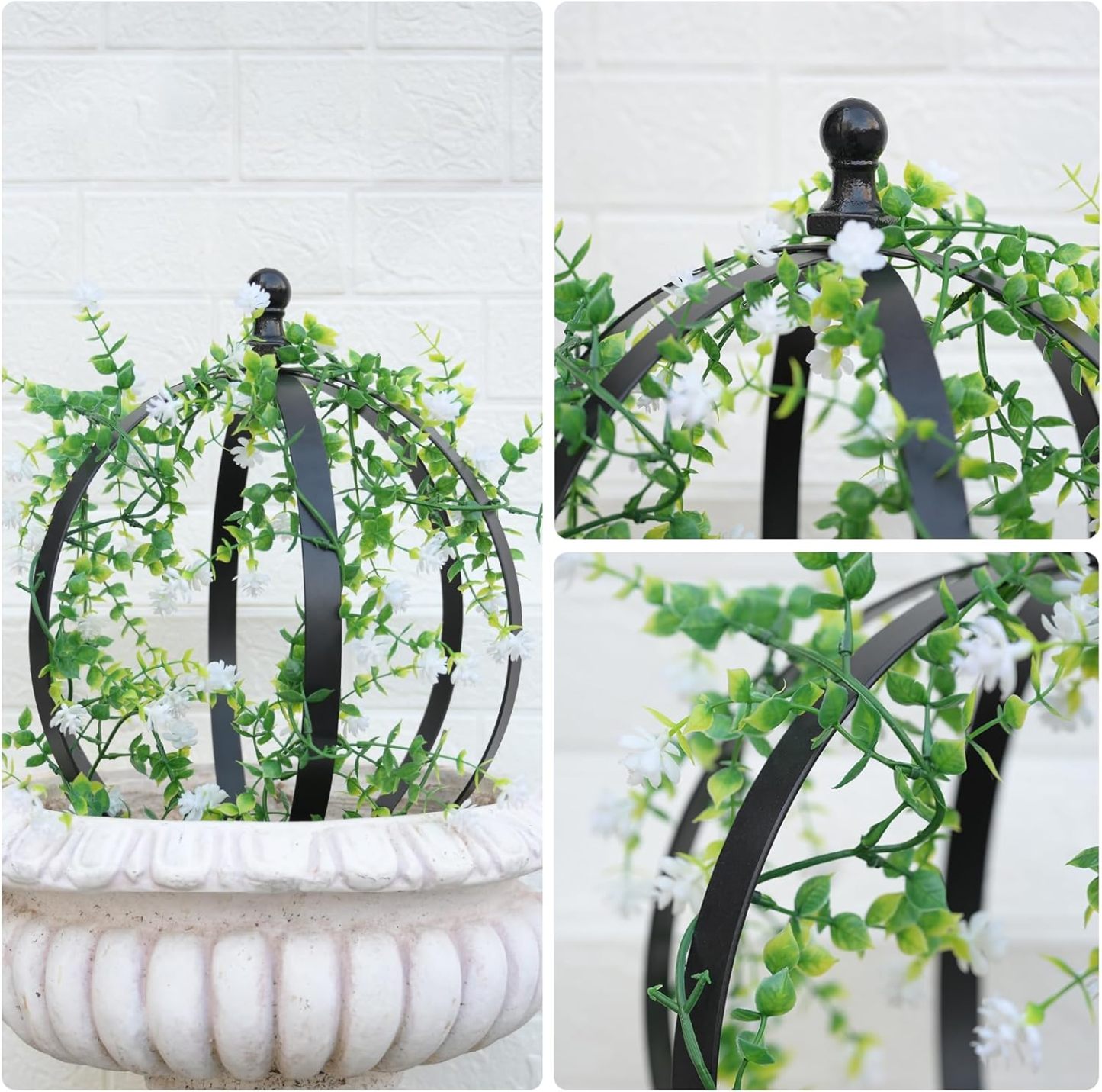 12.6x17.5in Black Metal Trellis for Climbing Plants-MOUGIGI