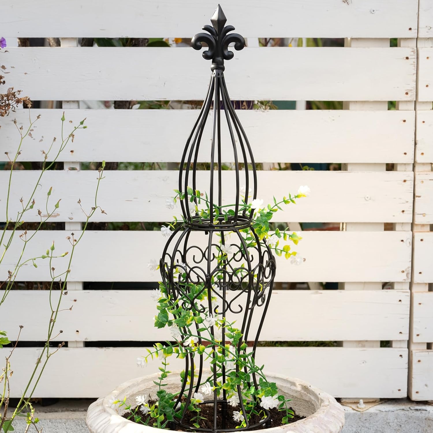 29.5in Metal Obelisk Trellis for Climbing Vines & Roses-MOUGIGI