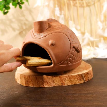 Large Fish Terracotta Incense Burner for Sage & Palo Santo-MOUGIGI