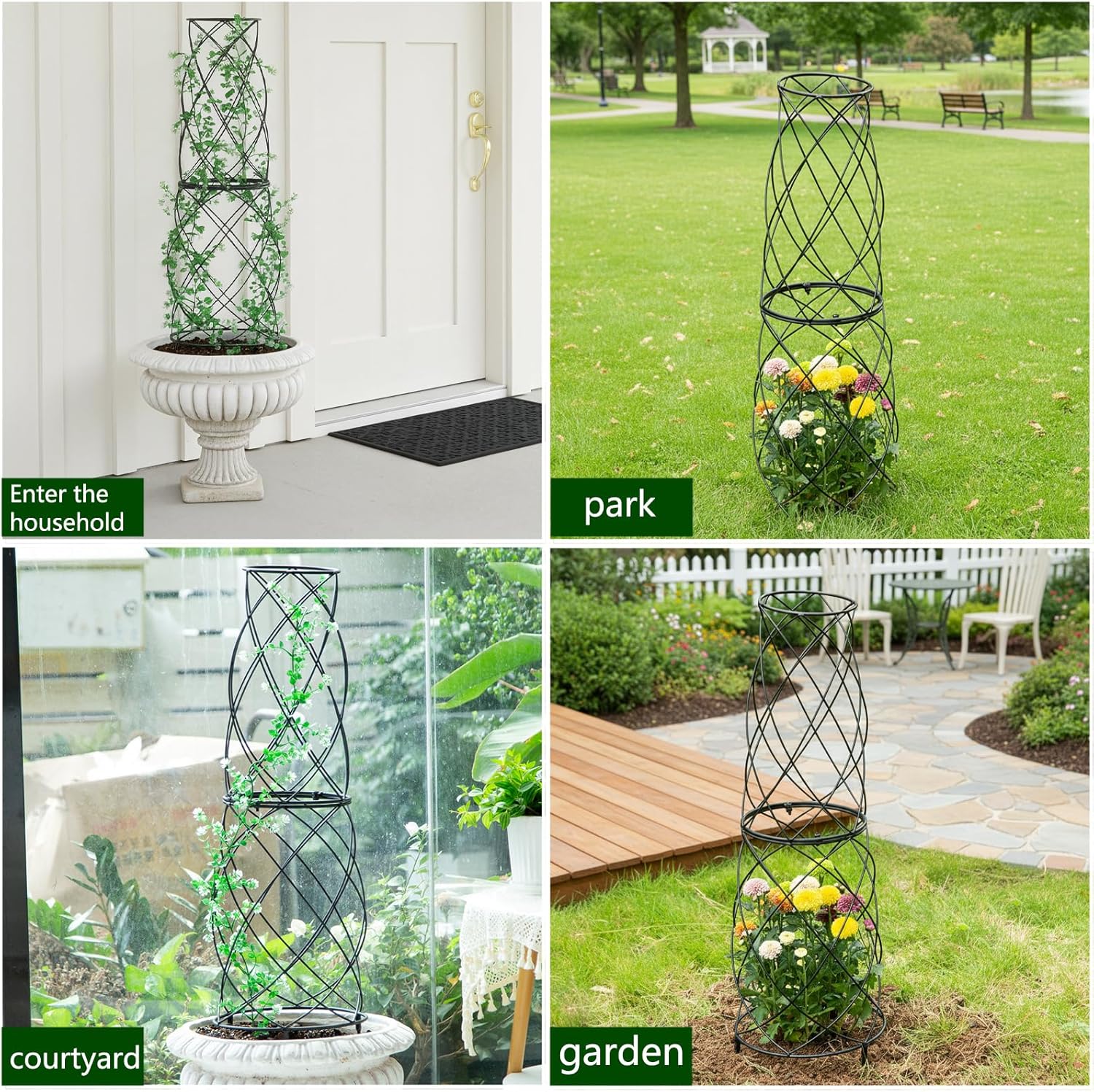 35" Metal Obelisk Trellis for Climbing Plants & Roses-MOUGIGI