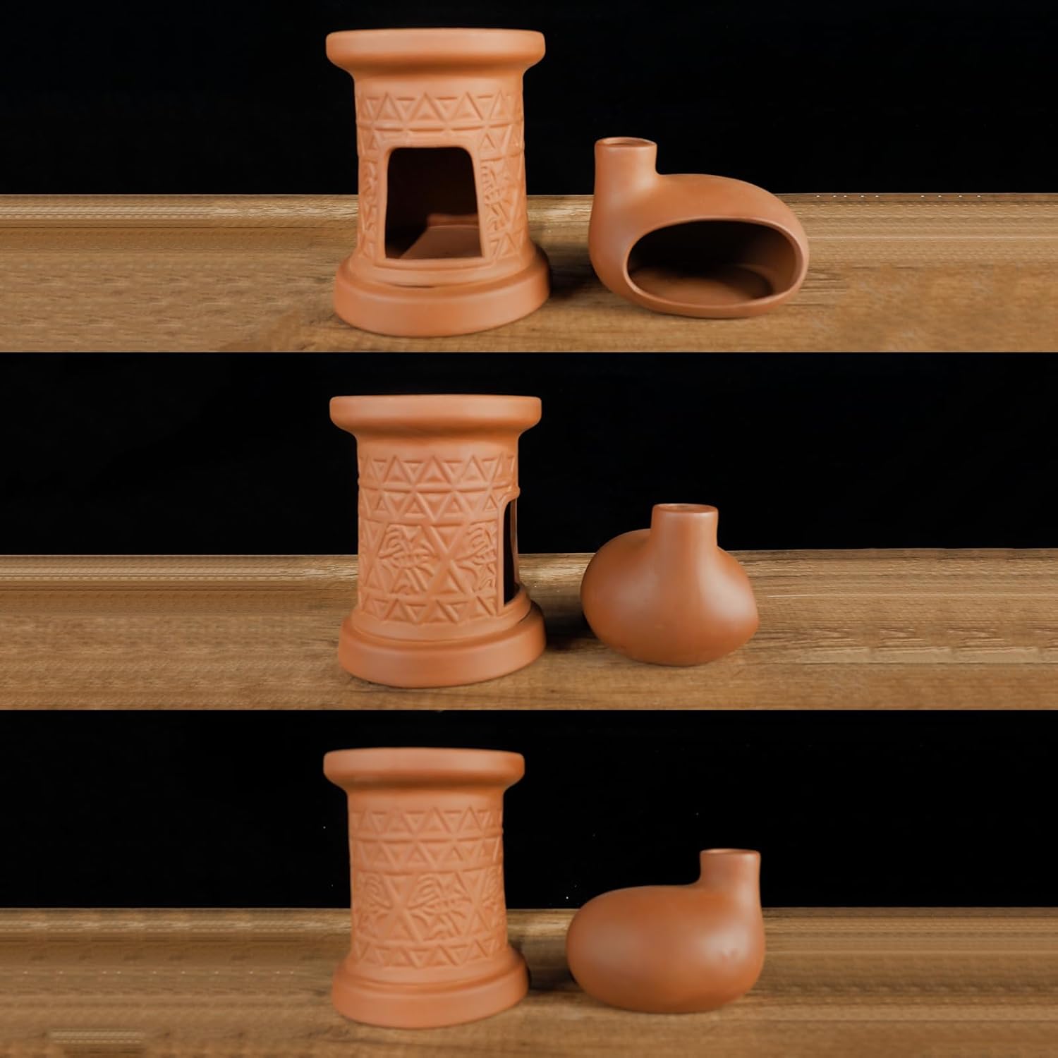 Dual-Zone Terracotta Incense Burner with Storage-MOUGIGI