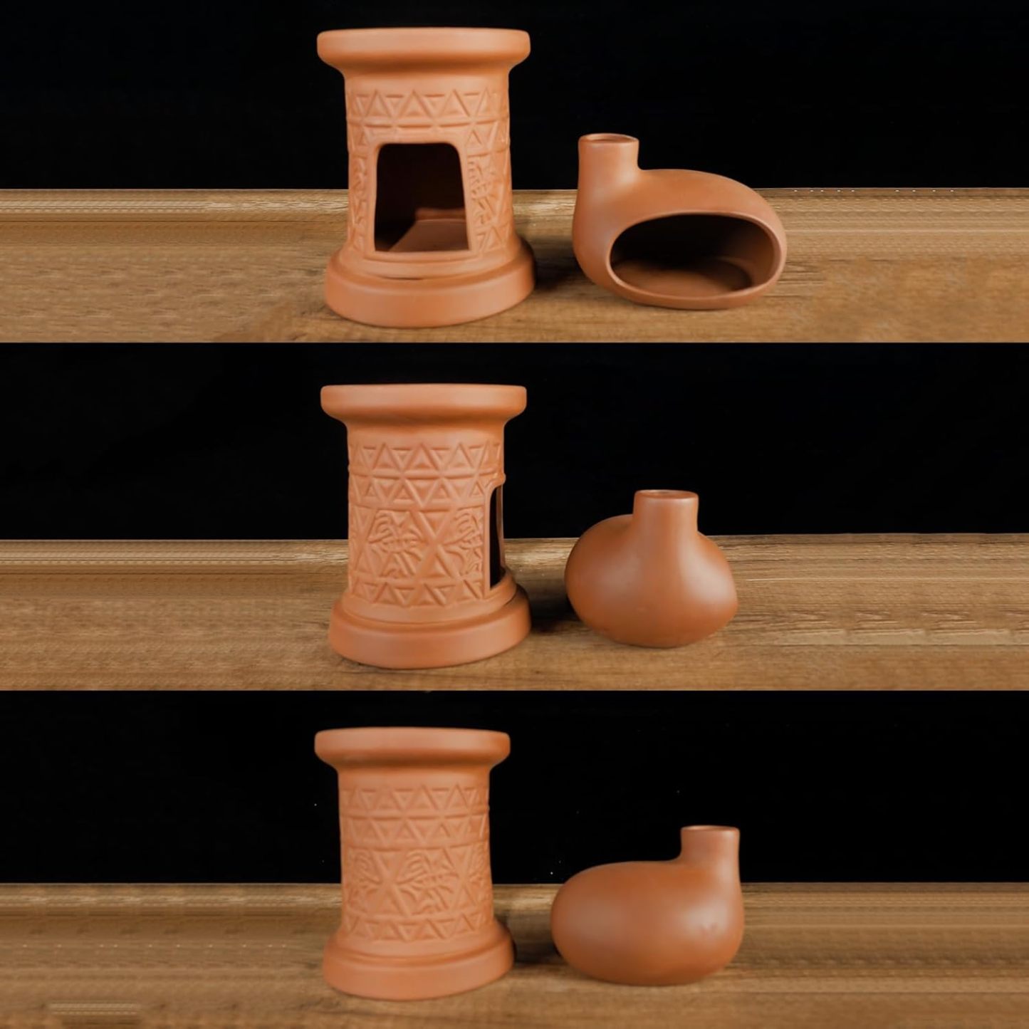 Dual-Zone Terracotta Incense Burner with Storage-MOUGIGI