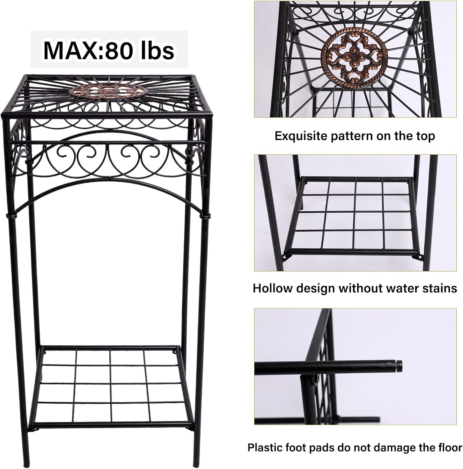 3-Piece Metal Plant Stand Set for Indoor & Outdoor-MOUGIGI