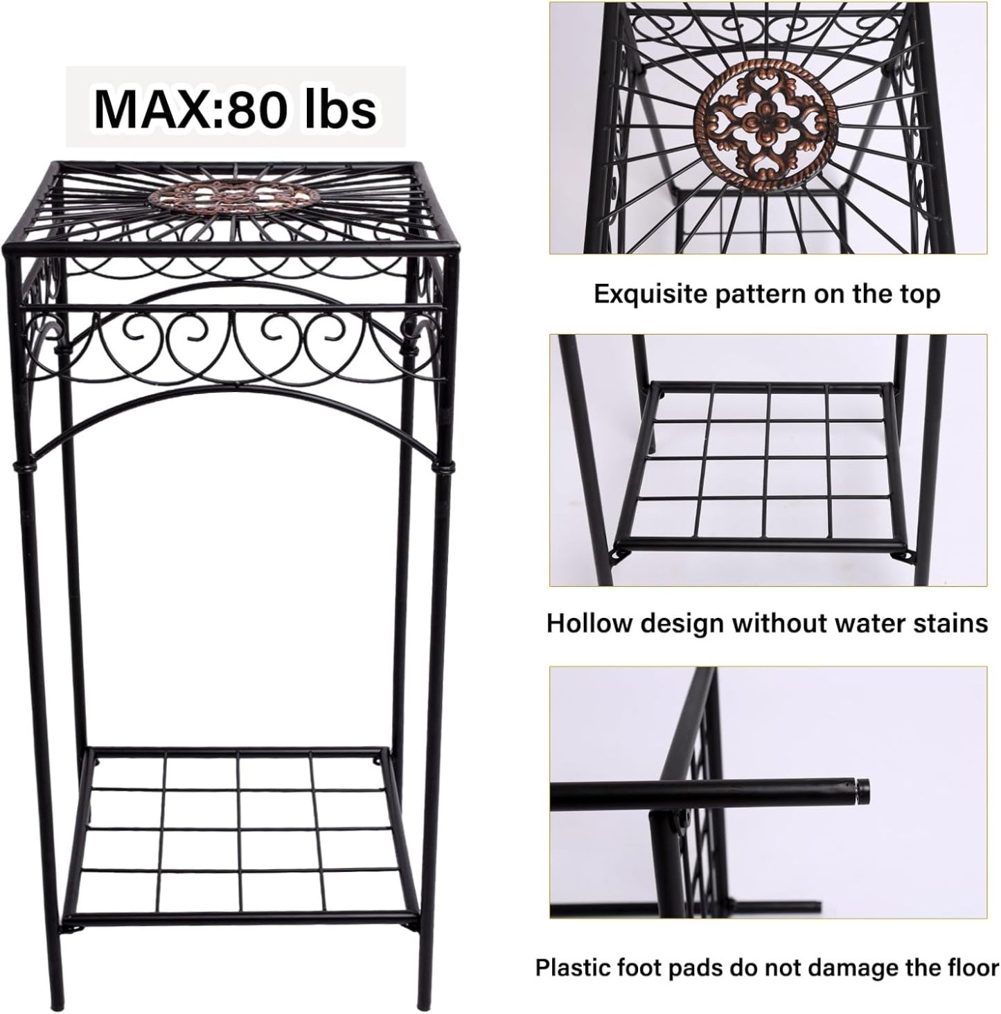 3-Piece Metal Plant Stand Set for Indoor & Outdoor-MOUGIGI