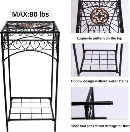 3-Piece Metal Plant Stand Set for Indoor & Outdoor-MOUGIGI