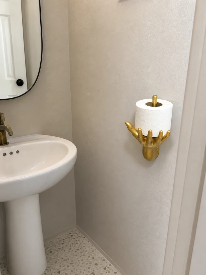 Gold Hand Wall-Mounted Toilet Paper Holder styling idea 3