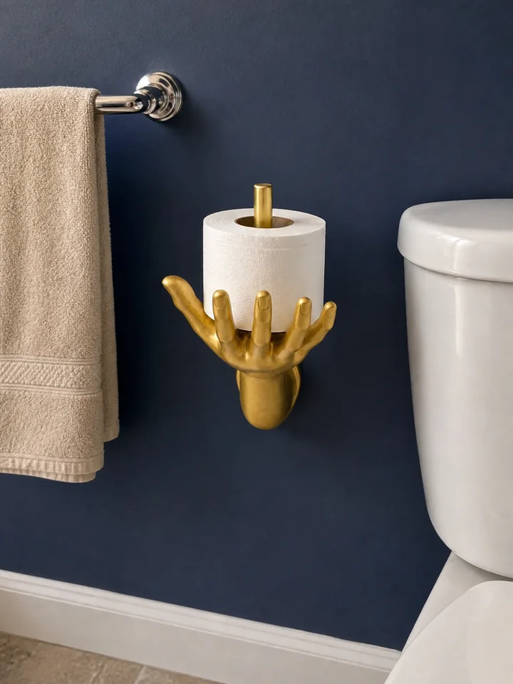 Gold Hand Wall-Mounted Toilet Paper Holder styling idea 2