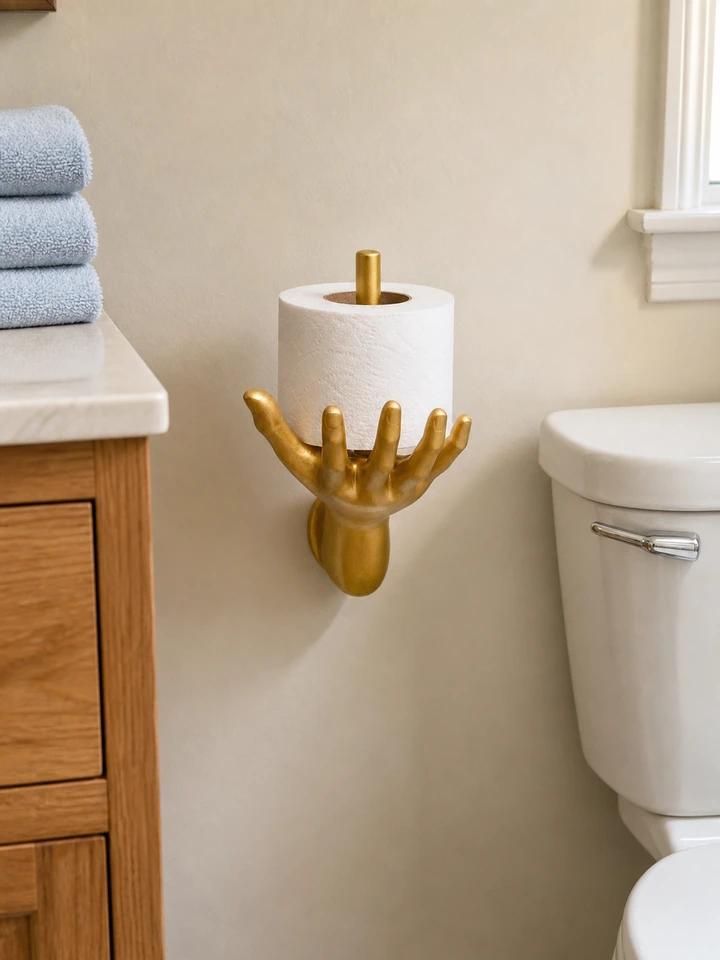 Gold Hand Wall-Mounted Toilet Paper Holder styling idea 1