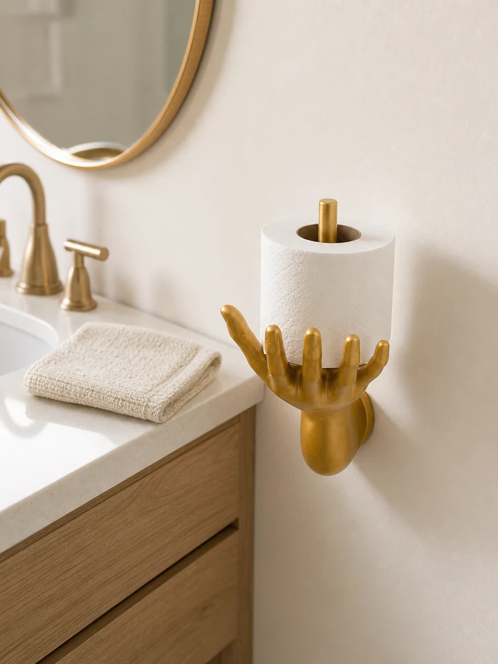 Gold Hand Wall-Mounted Toilet Paper Holder styling idea 5