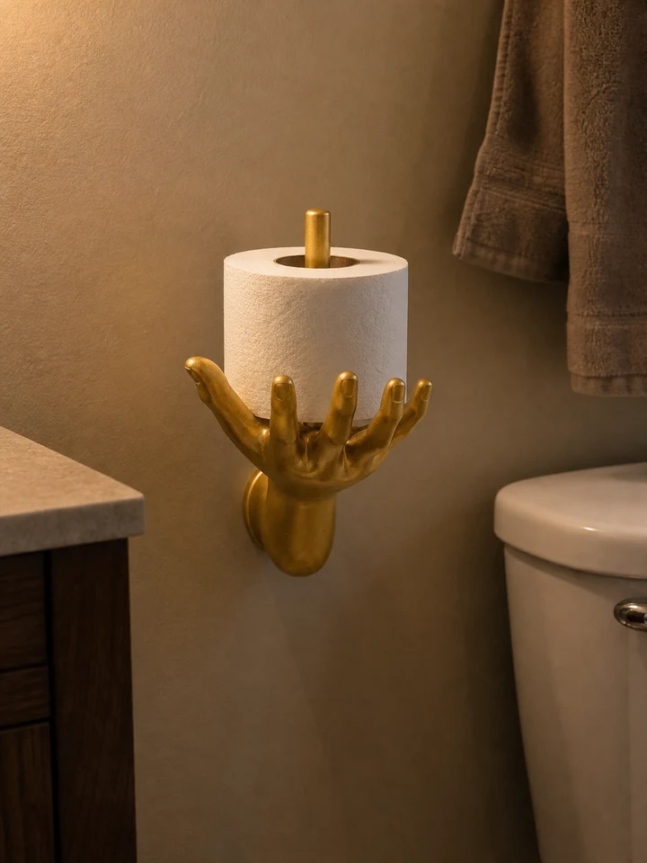 Gold Hand Wall-Mounted Toilet Paper Holder styling idea 6