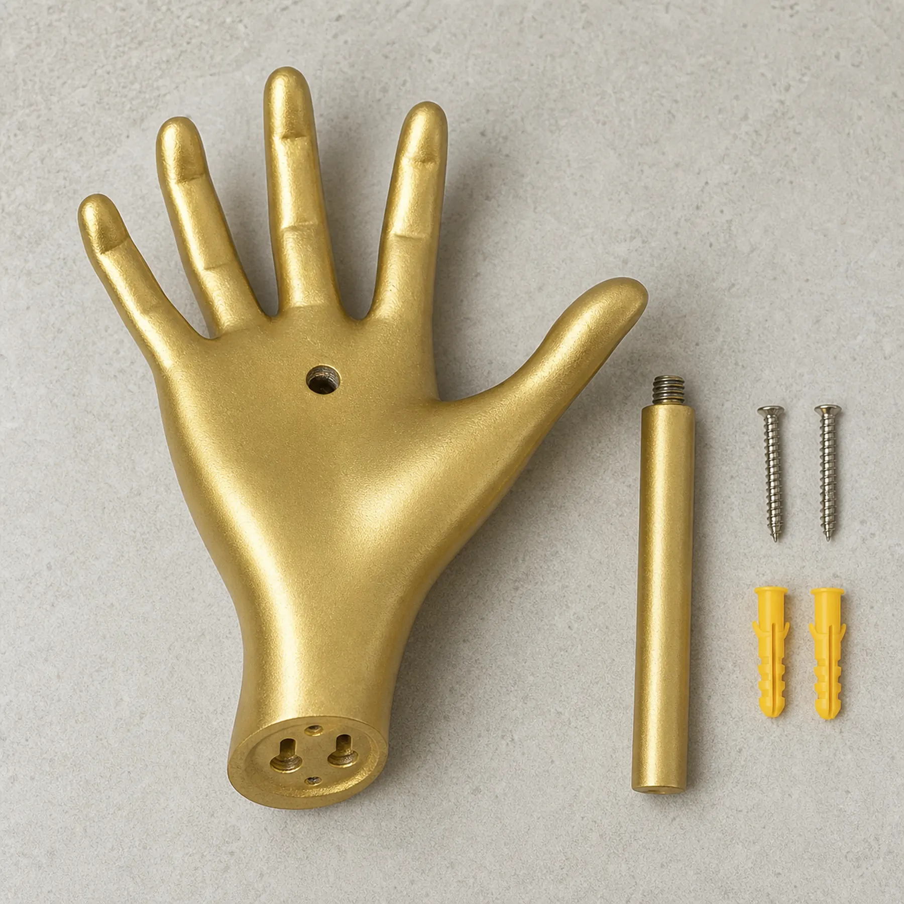 Gold Hand Wall-Mounted Toilet Paper Holder - Rear keyhole slots and included hardware