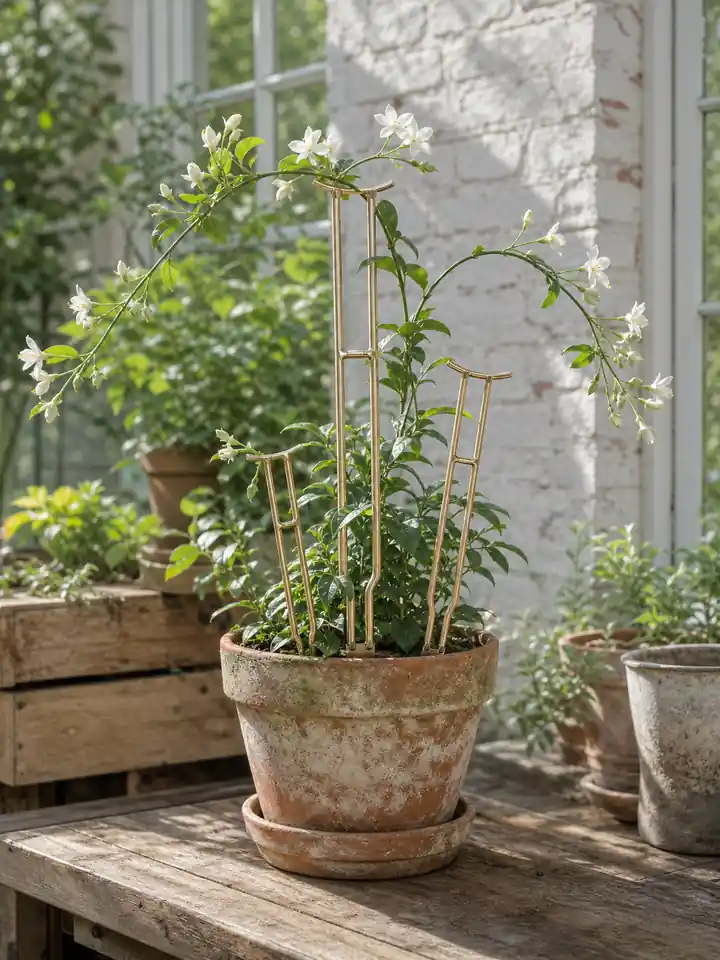 3-Piece Gold Metal Plant Support Stakes styling idea 4