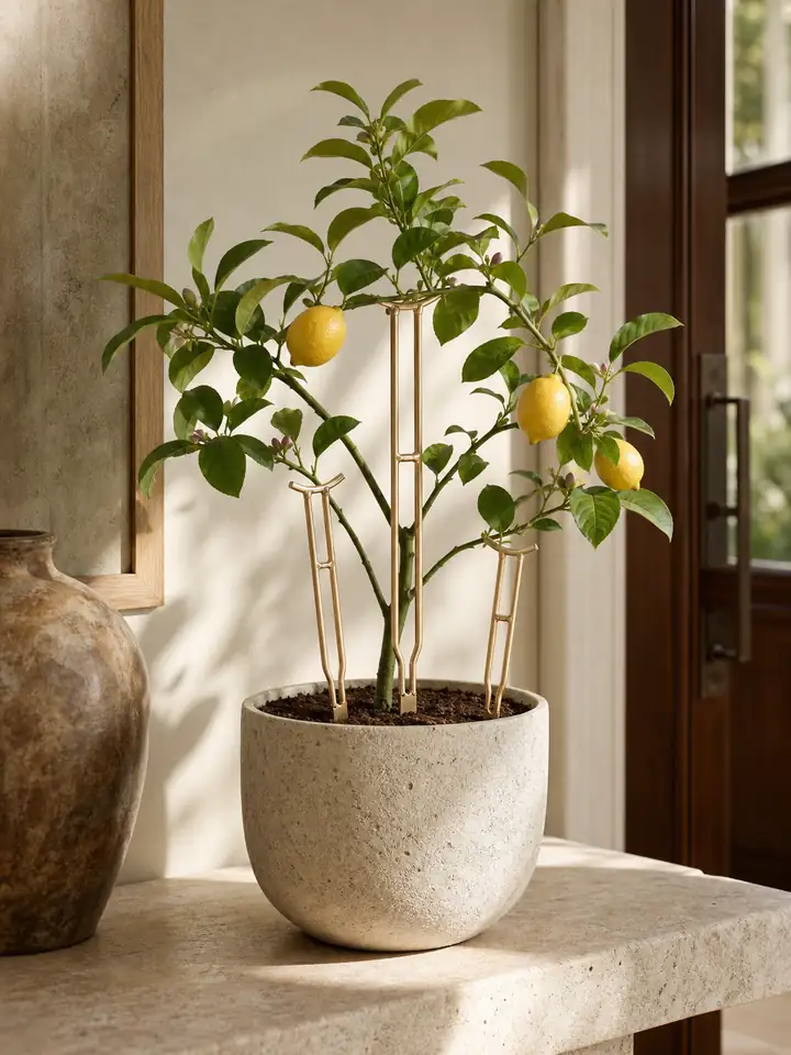3-Piece Gold Metal Plant Support Stakes styling idea 1