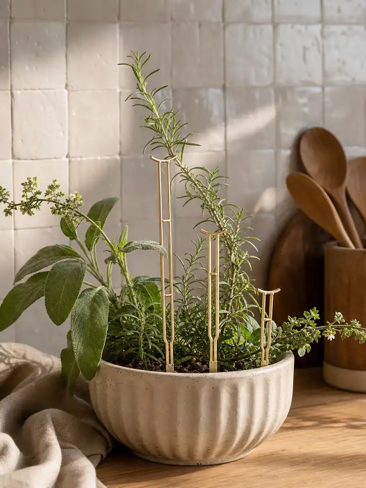 3-Piece Gold Metal Plant Support Stakes styling idea 5