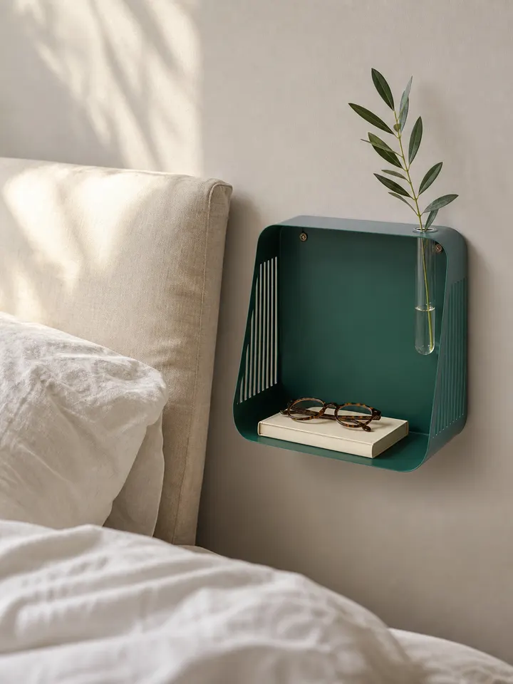 Green Iron Floating Shelf with Hydroponic Hole & Diffuser Stand styling idea 3