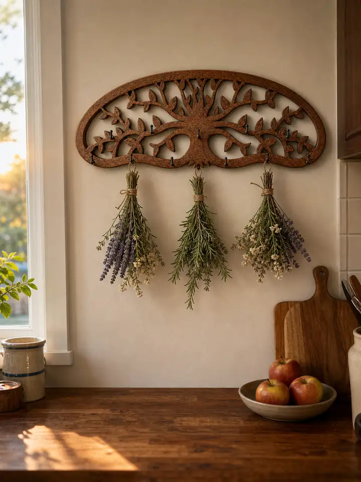 Wall-Mounted Herb and Flower Drying Rack styling idea 6