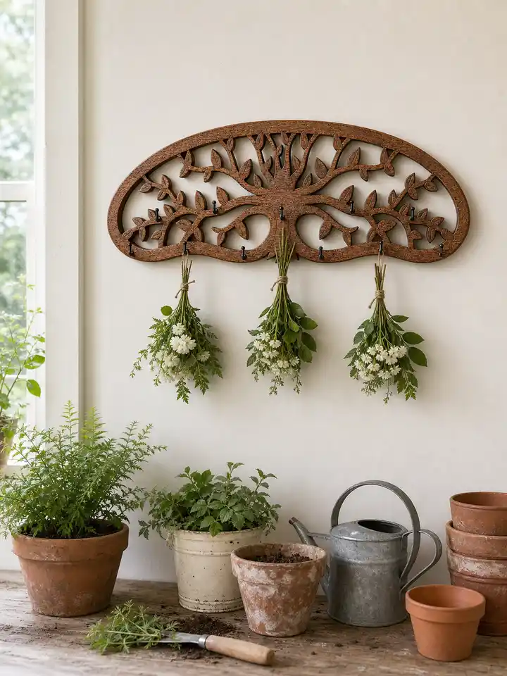 Wall-Mounted Herb and Flower Drying Rack styling idea 3