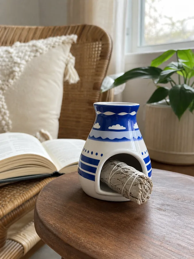 Hopi Blue Ceramic Palo Santo Holder for Sage & Incense styling idea 2