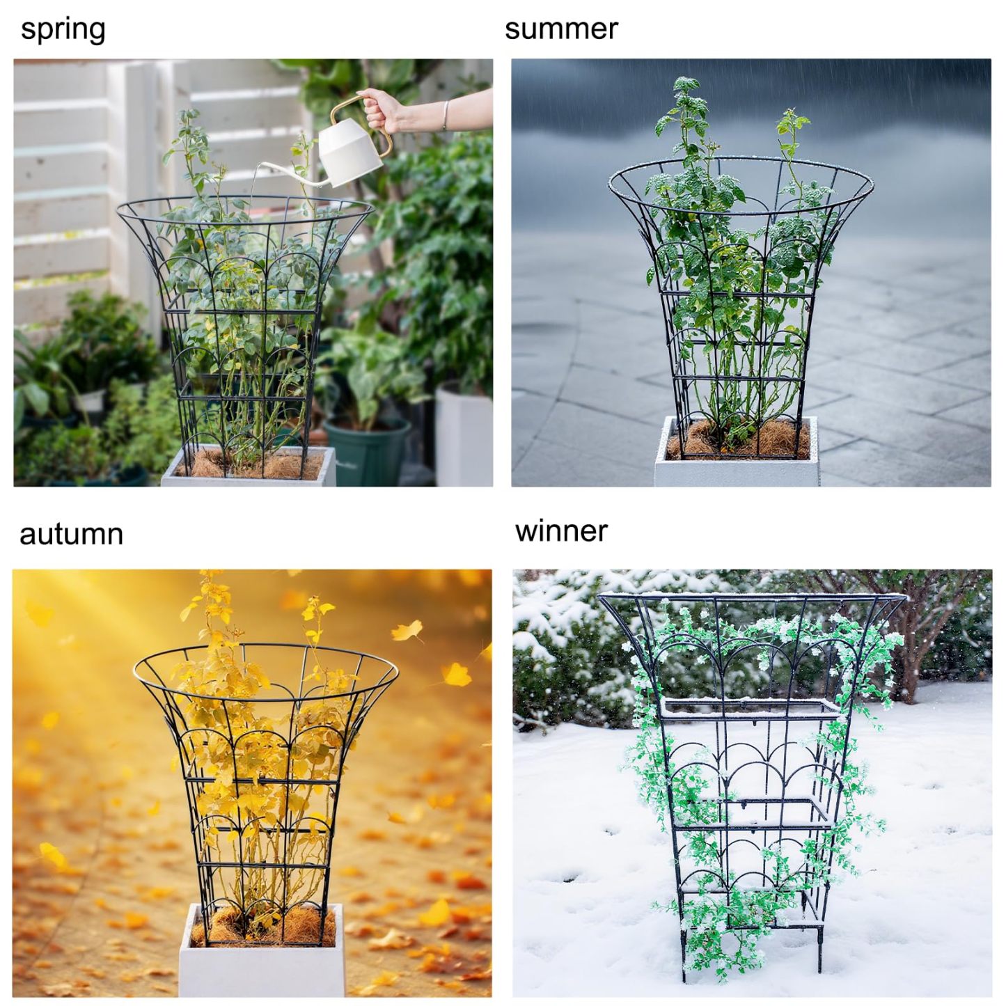 M-Shape Metal Peony Cage - 27.5x22 Inch Plant Support Trellis-MOUGIGI