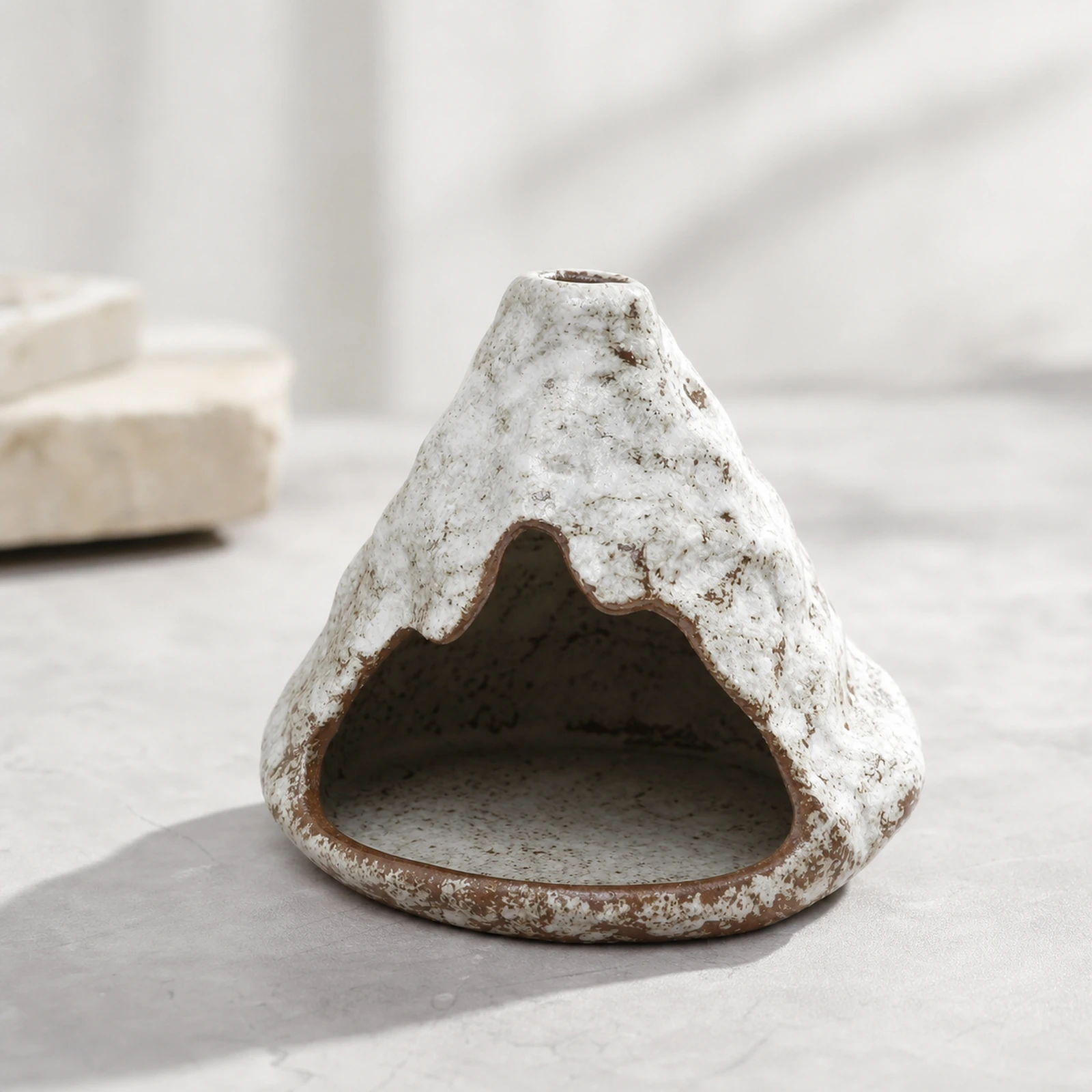 Kiln-Fired Pure White ceramic zongzi incense holder clean front three-quarter view