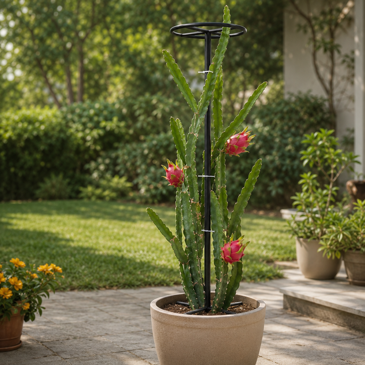 Metal dragon fruit trellis for heavy duty vertical support