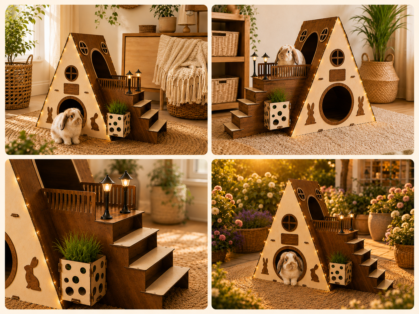 MOUGIGI rabbit castle styled in cozy indoor bunny corner scenes