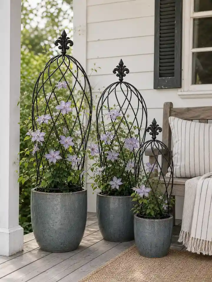 3-Piece Metal Obelisk Trellis Set for Climbing Plants styling idea 4