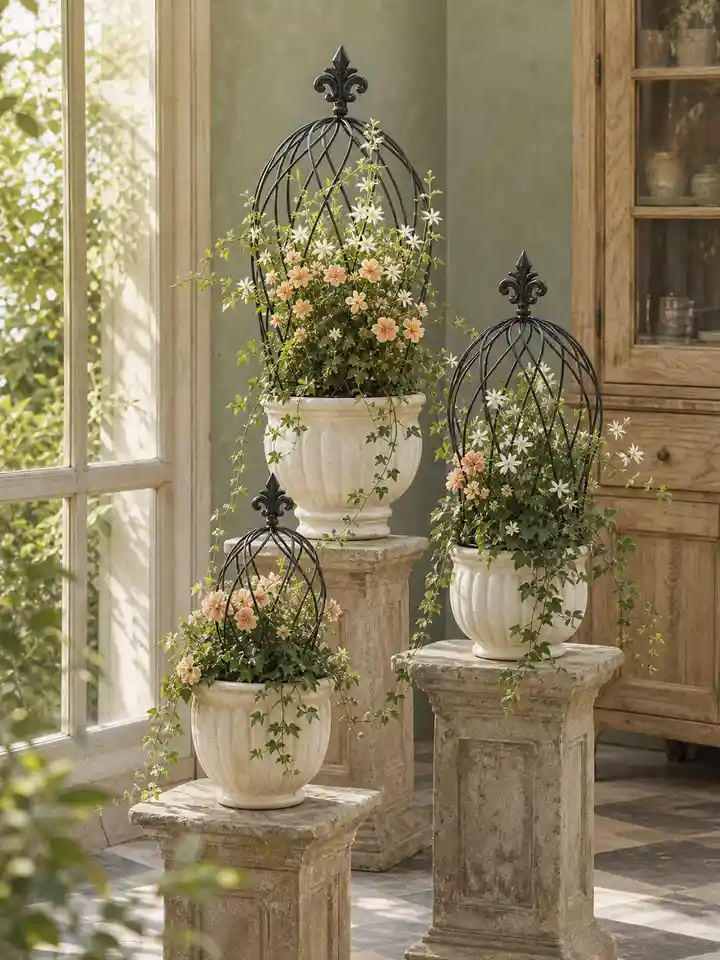 3-Piece Metal Obelisk Trellis Set for Climbing Plants styling idea 5