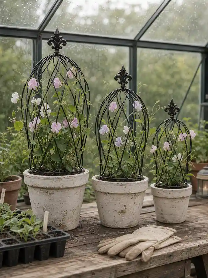 3-Piece Metal Obelisk Trellis Set for Climbing Plants styling idea 3