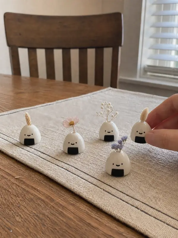 5-Piece Onigiri Mini Ceramic Bud Vase Set styling idea 6