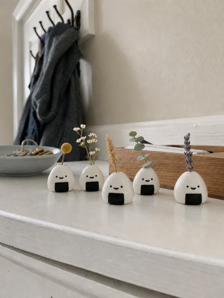 5-Piece Onigiri Mini Ceramic Bud Vase Set styling idea 4