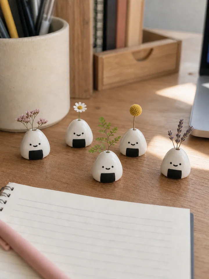 5-Piece Onigiri Mini Ceramic Bud Vase Set styling idea 5