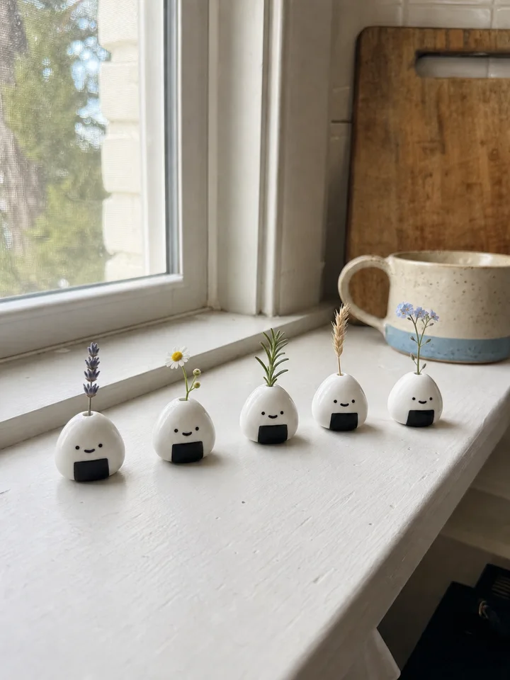 5-Piece Onigiri Mini Ceramic Bud Vase Set styling idea 2
