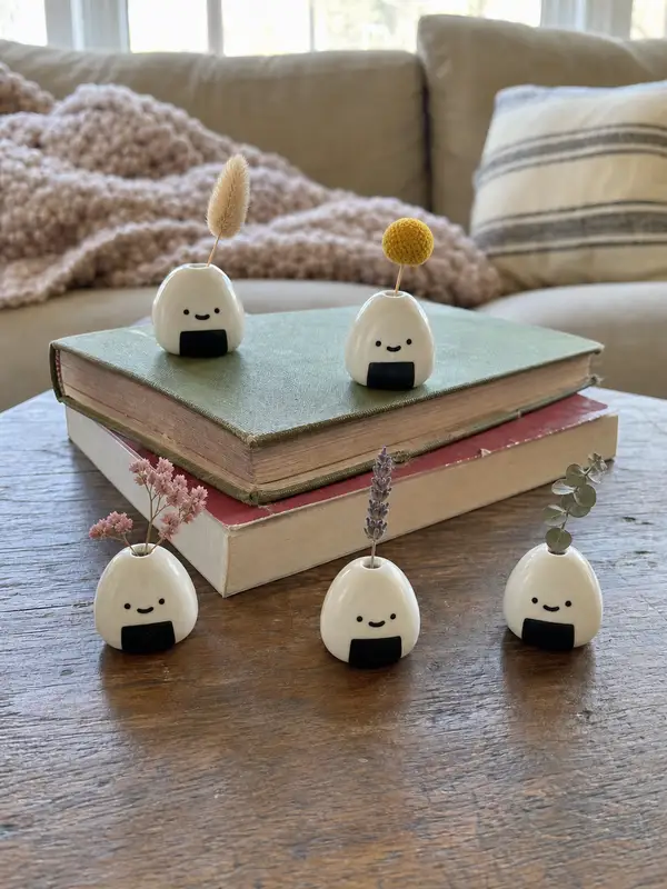 5-Piece Onigiri Mini Ceramic Bud Vase Set styling idea 3