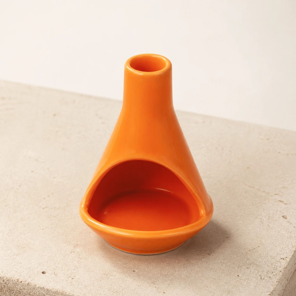 Orange ceramic mini chiminea number-free structure study