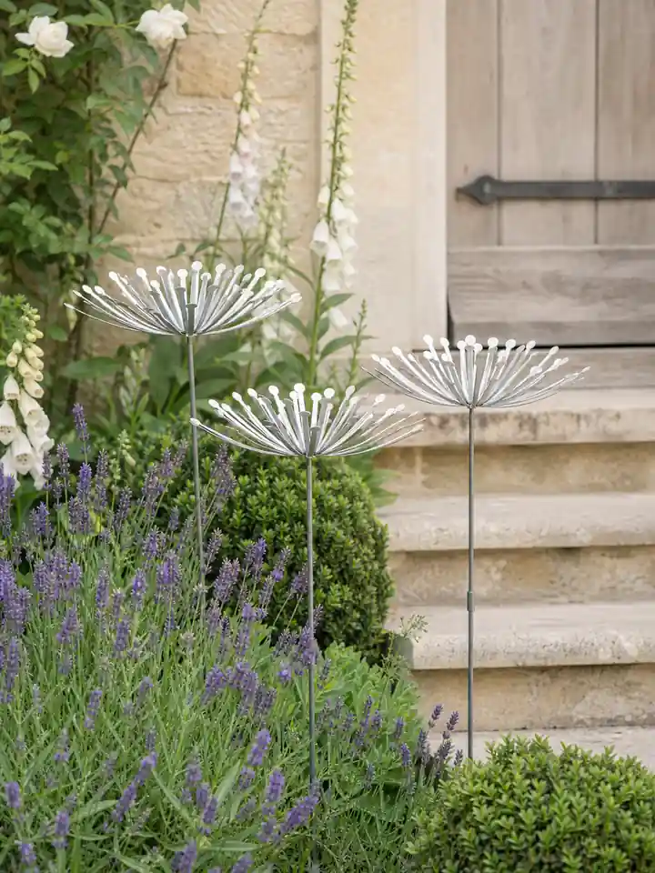 Dandelion Metal Garden Stakes – Weather-Resistant Steel Decor styling idea 1
