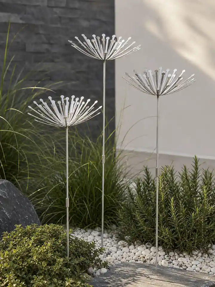 Dandelion Metal Garden Stakes – Weather-Resistant Steel Decor styling idea 2