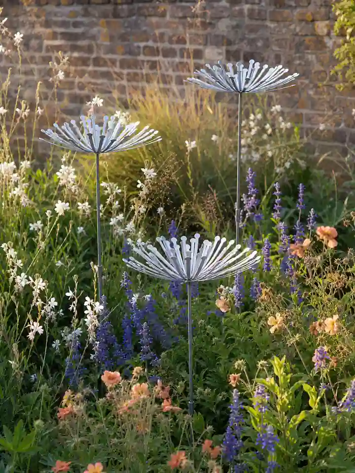 Dandelion Metal Garden Stakes – Weather-Resistant Steel Decor styling idea 3