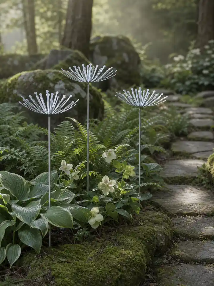 Dandelion Metal Garden Stakes – Weather-Resistant Steel Decor styling idea 6