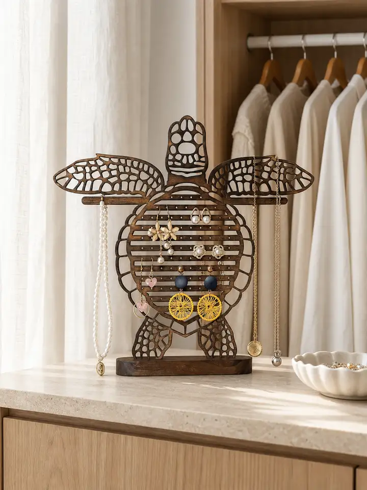 Turtle Jewelry Organizer – Wall Mountable Earring & Necklace Holder styling idea 6