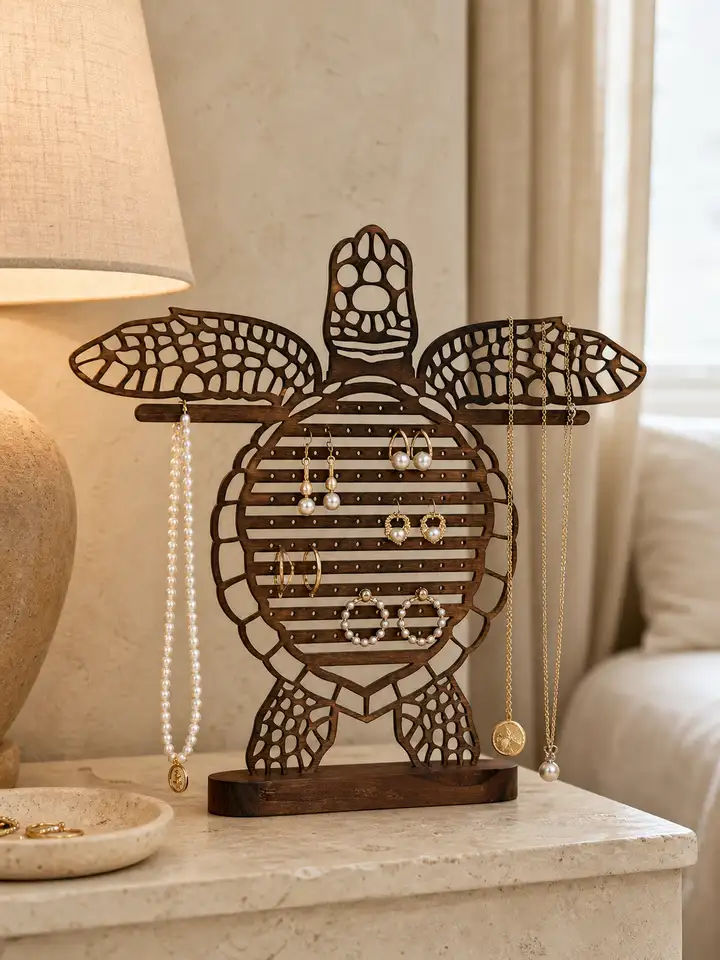 Turtle Jewelry Organizer – Wall Mountable Earring & Necklace Holder styling idea 4