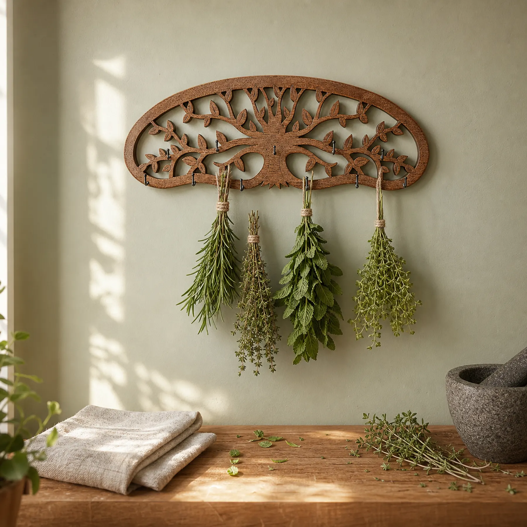 Wall-mounted herb drying rack, Classic style, herb drying