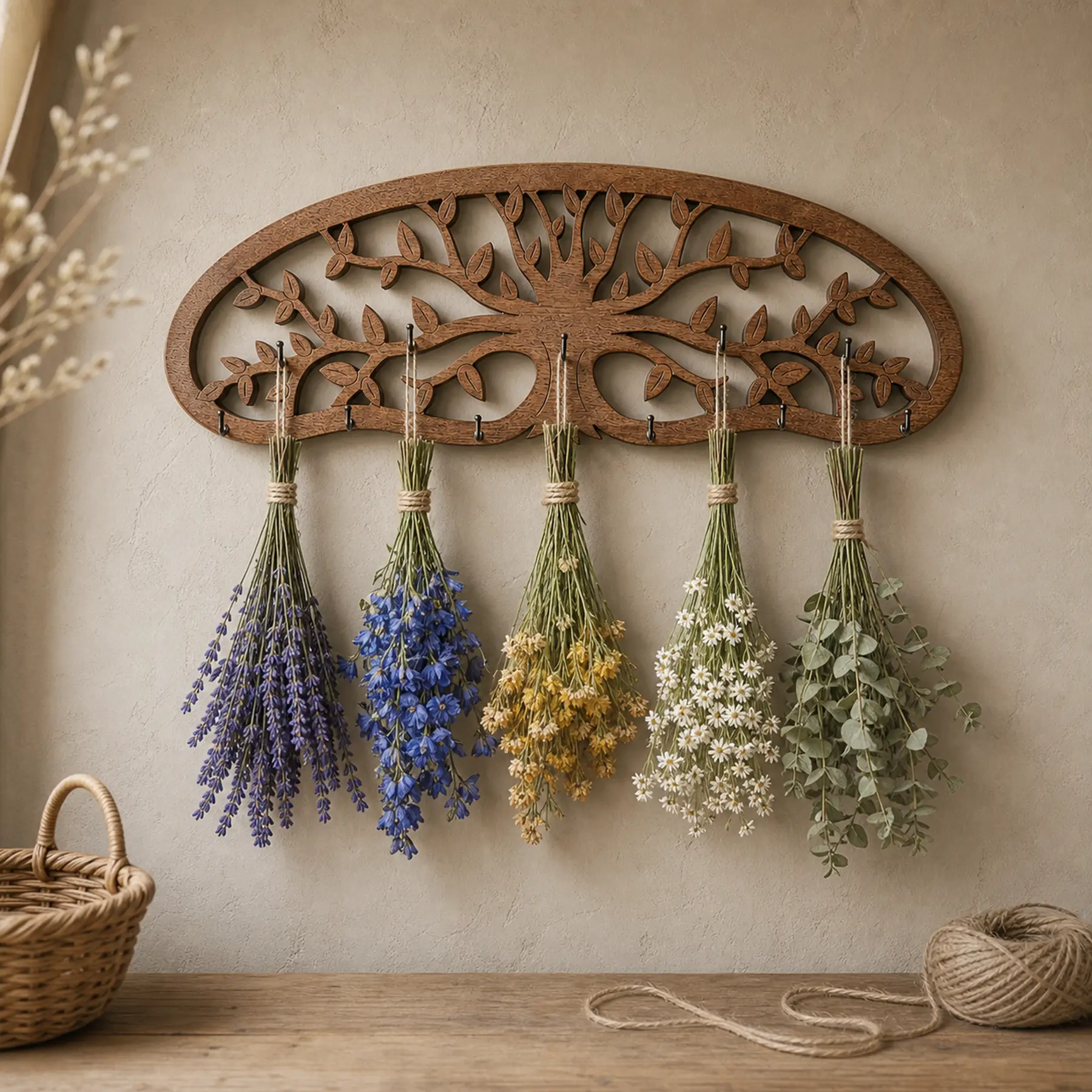 Wall-mounted herb drying rack, Classic style, flower drying