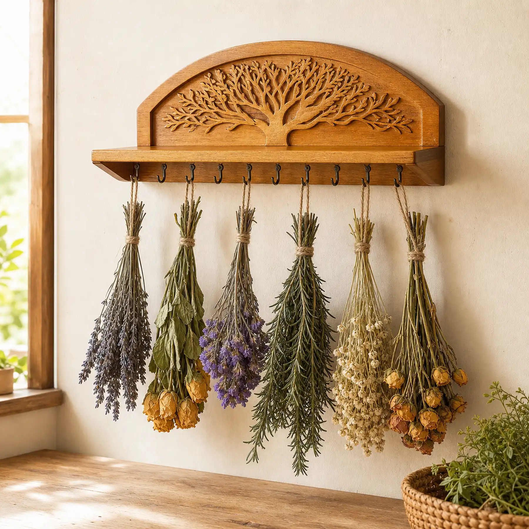 Wall-mounted herb drying rack, Embossed style, lifestyle hero